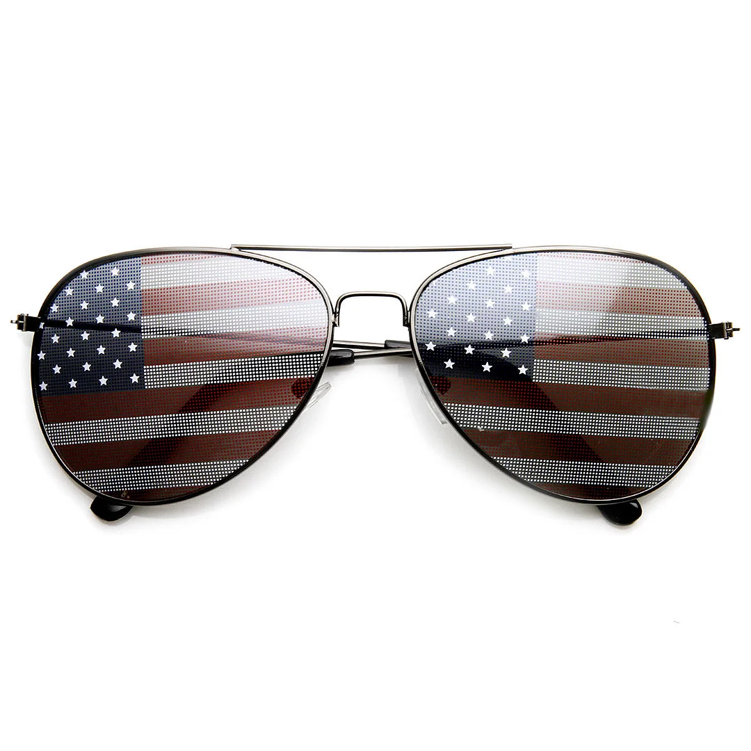 American Flag USA Classic Teardrop Metal Aviator glasses