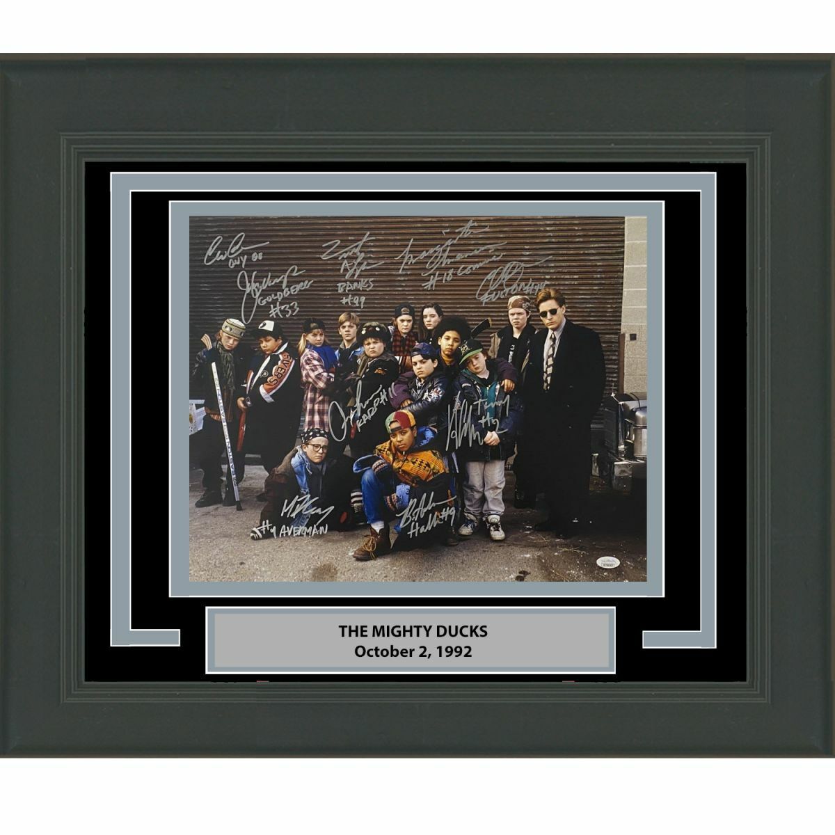 FRAMED Autographed THE MIGHTY DUCKS 10x CAST SIGNED 16x20 Movie Photo Poster painting JSA COA