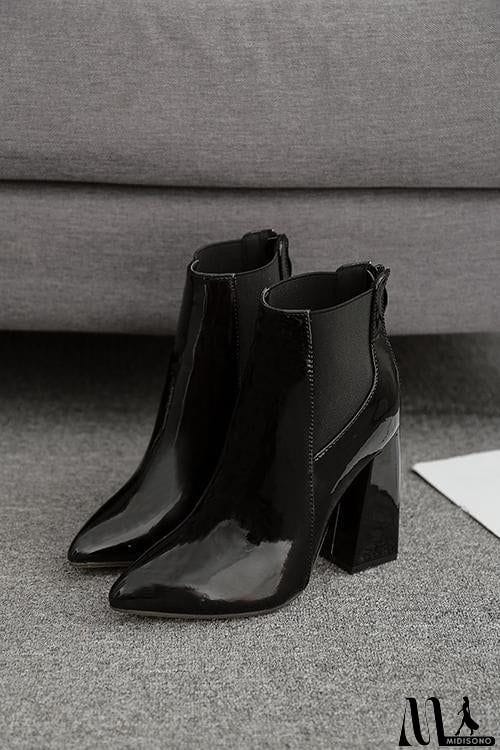 MidiSono - PU Pointed Toe High Heel Ankle Boots