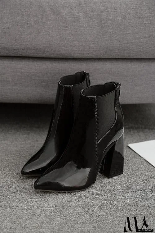 MidiSono - PU Pointed Toe High Heel Ankle Boots