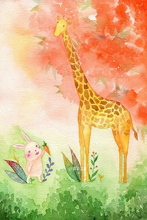 

Giraffe And Rabbit – Paint By Numbers - 40*50CM, 501 Original
