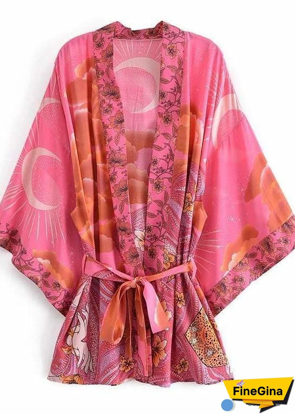 Women's Chic Galaxy Boho Kimono - Pink Dress
