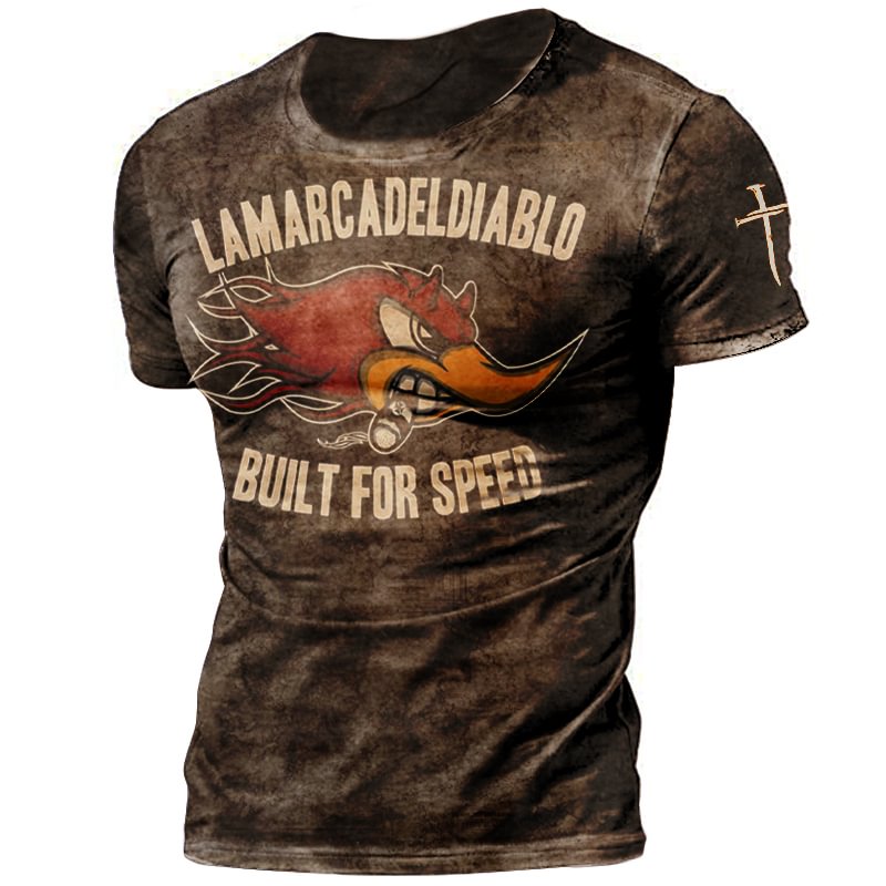 Mr Horsepower Fashion retro short sleeve printed T-shirt / [viawink] /