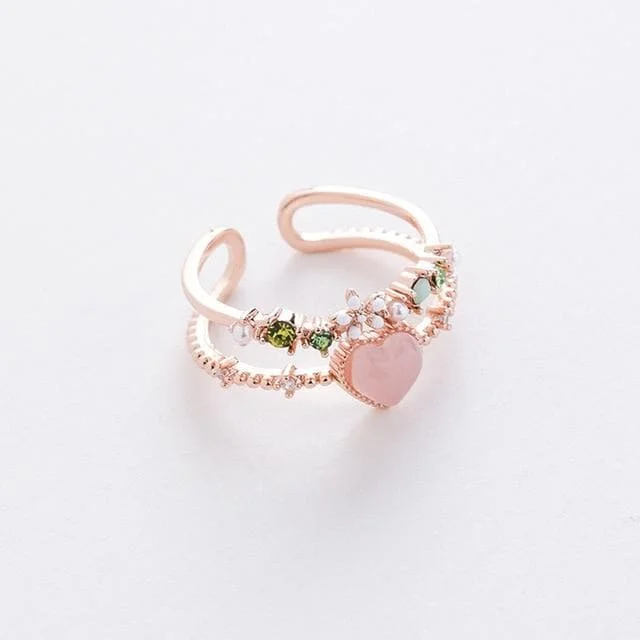 Micro-inlaid Crystal Sweet Elegant Flower Ring SP15364