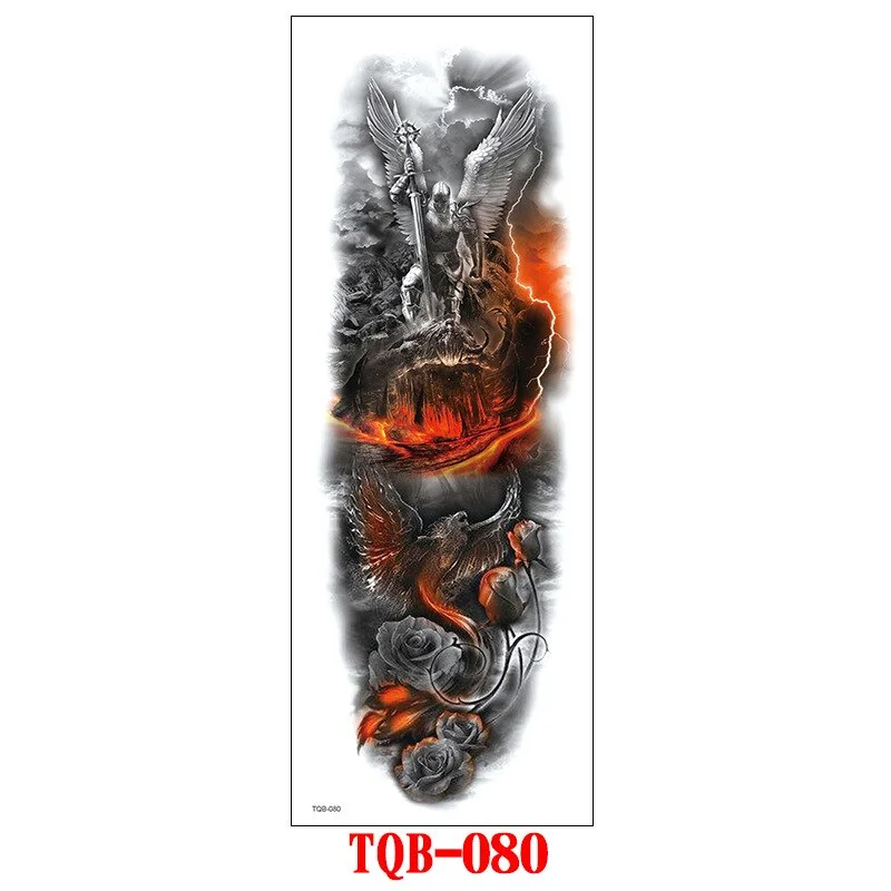 FULL SLEEVE ARM TEMPORARY TATTOO, ORIENTAL DRAGON, LOTUS FLOWERS, MENS, WOMENS