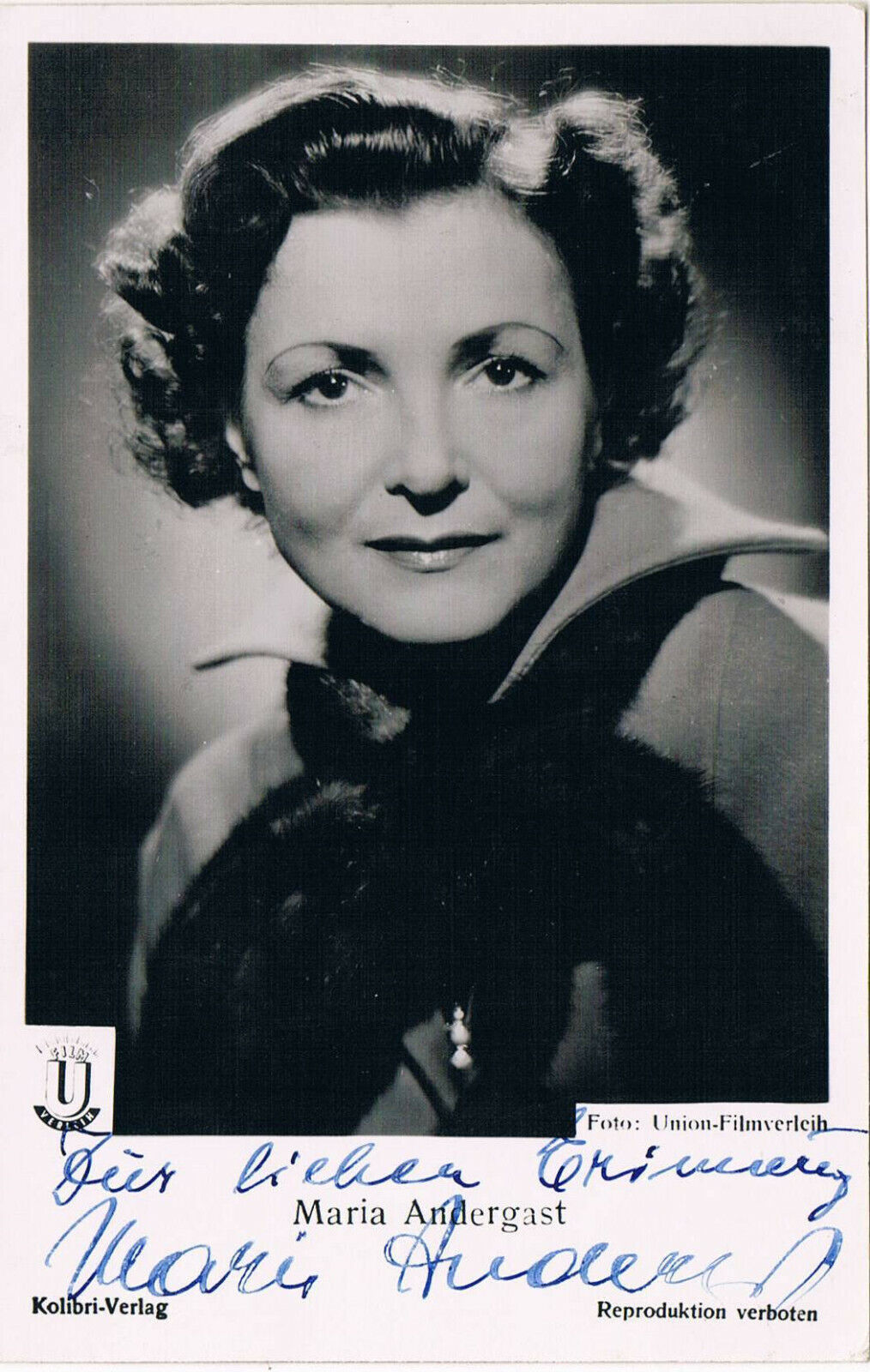 Maria Andergast 1912-95 genuine autograph signed Photo Poster painting 3.5x5.5