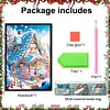 (US Local)Christmas Bear A5 Size Diamond Painting Notebook Set with 4Pcs Bookmark Gift