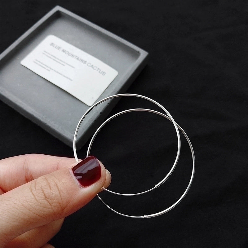 1 Pair 925 Sterling Silver Circle Earrings