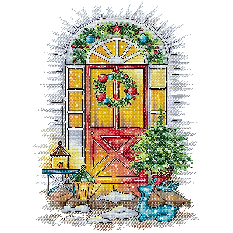 Joy Sunday Christmas  Winter Gate 14CT Counted Cross Stitch 27*37CM
