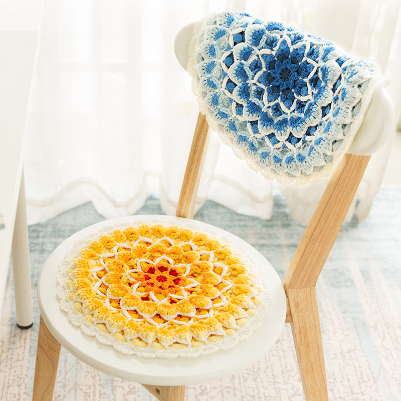 Blossom Mandala Crochet DIY Kit - Handcrafted 4-Ply Cotton Cushion