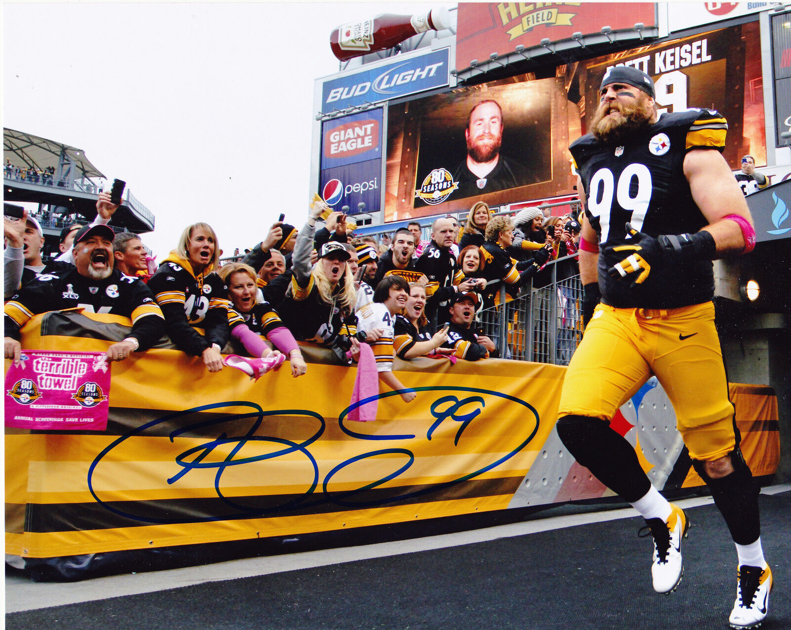 BRETT KEISEL PITTSBURGH STEELERS ACTION SIGNED 8x10