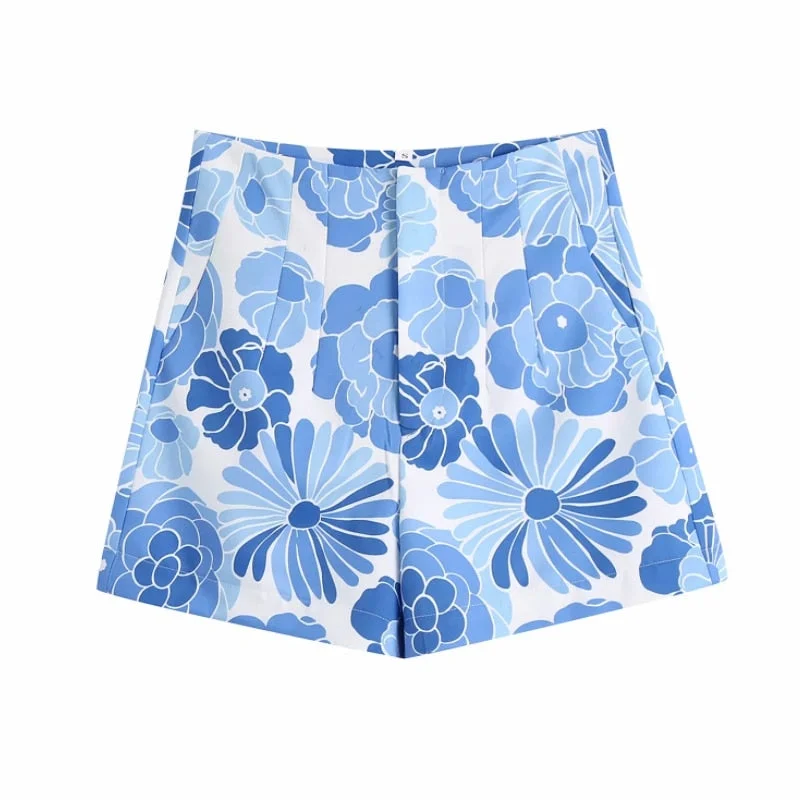 Summer Women Floral Print High Waisted Shorts Casual Female Loose Clothes P2079