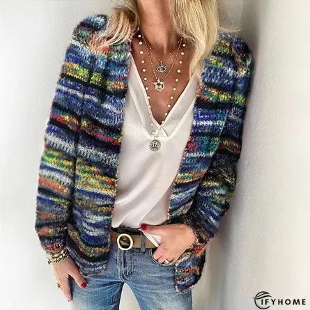 Striped Casual Knitted Cardigan | IFYHOME