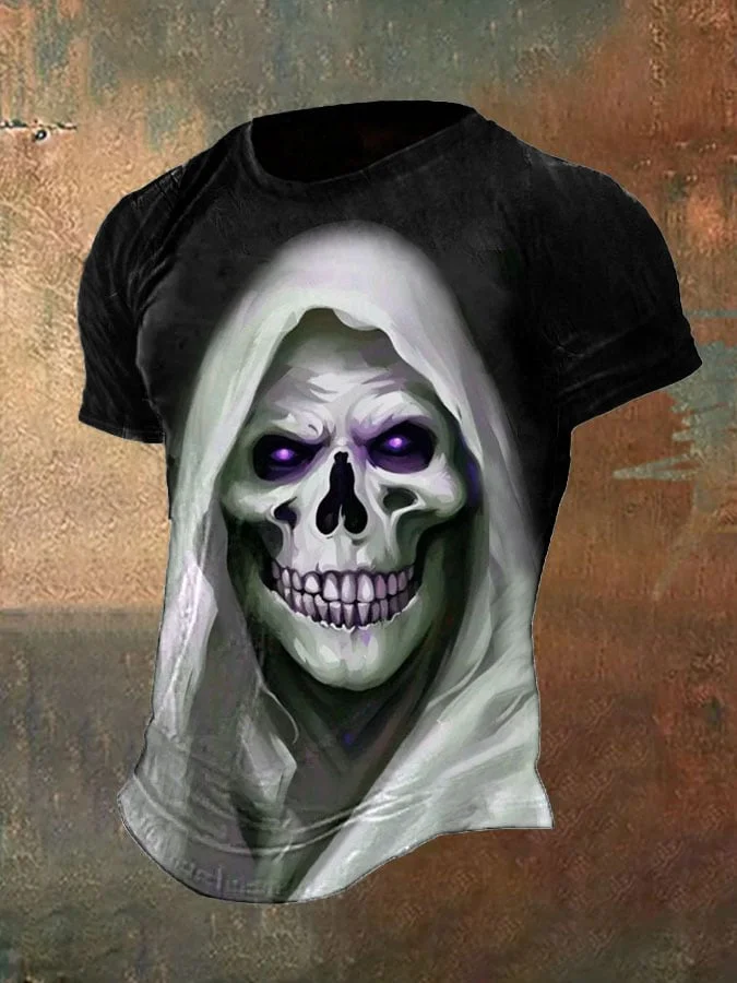 Men's Halloween Skull Print Tee