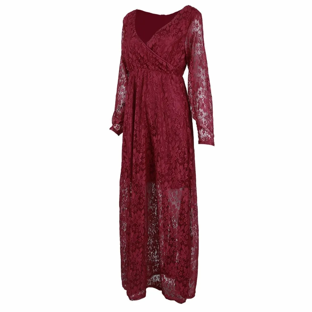 Women Dress Maternity Photography Props Lace Pregnancy Clothes Elegant Maternity Dresses For Pregnant Photo Shoot Cloth Plus
