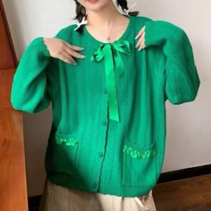 Chicfifth Sweater Women Winter Long Sleeve High Quality Autumn Vintage Top Knitted Cardigan