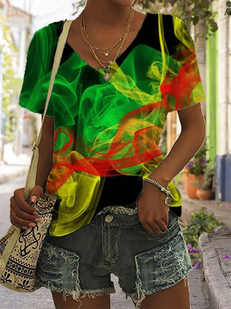Black Pride Inspired Smoke Art V Neck T Shirt