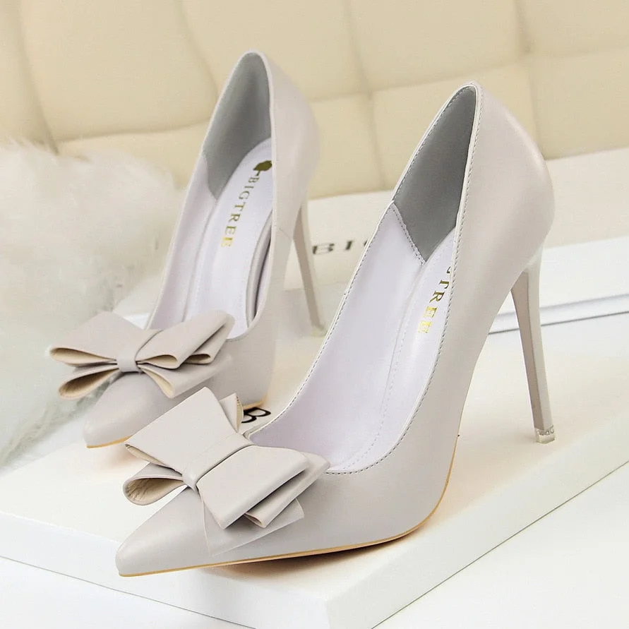 BIGTREE Shoes Bow Woman Pumps Sexy High Heels Shoes Women Stiletto Casual Women Heels Office Shoes Women Basic Pump Ladies Shoes