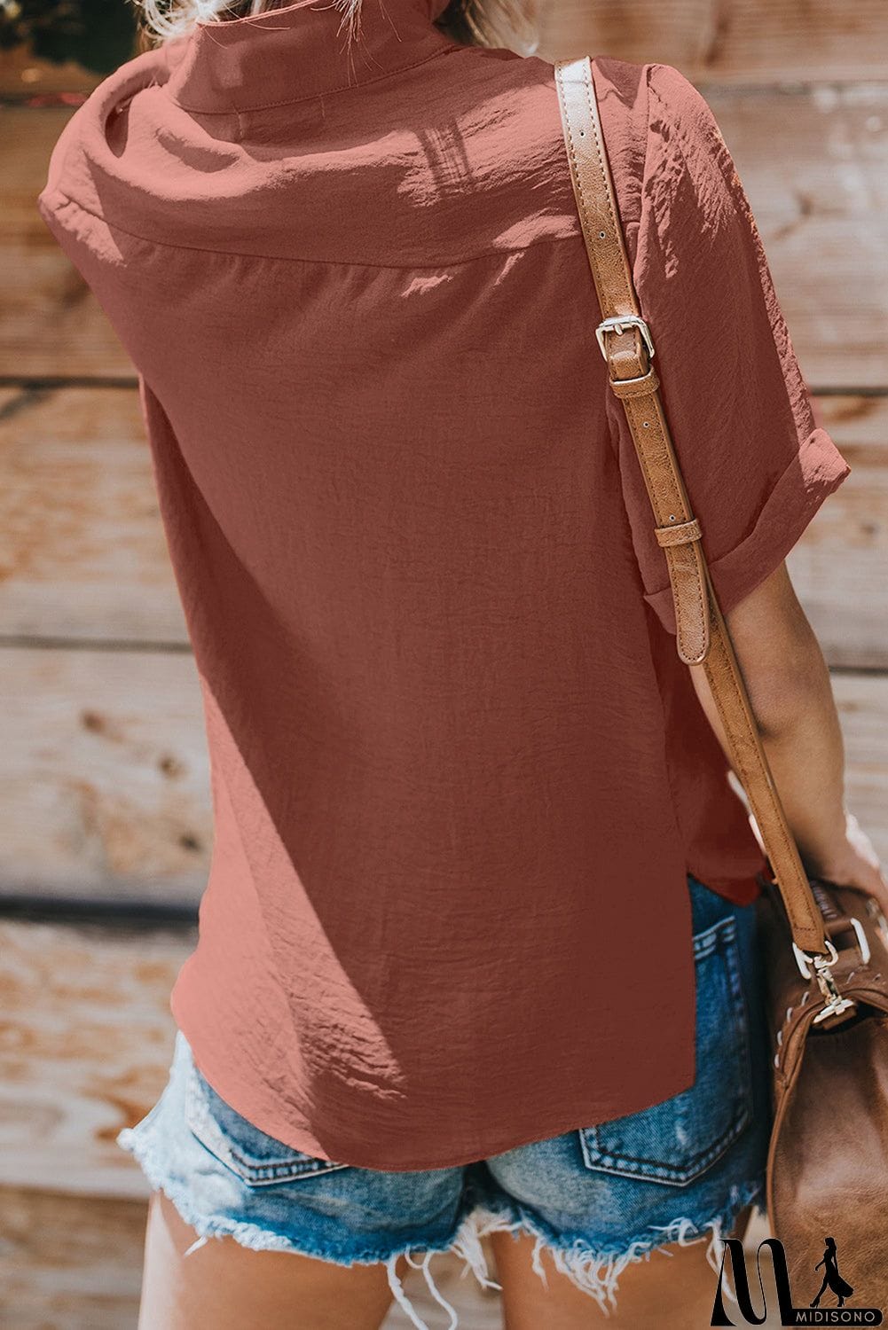 MidiSono - Rusty Crepe Drape Blouse