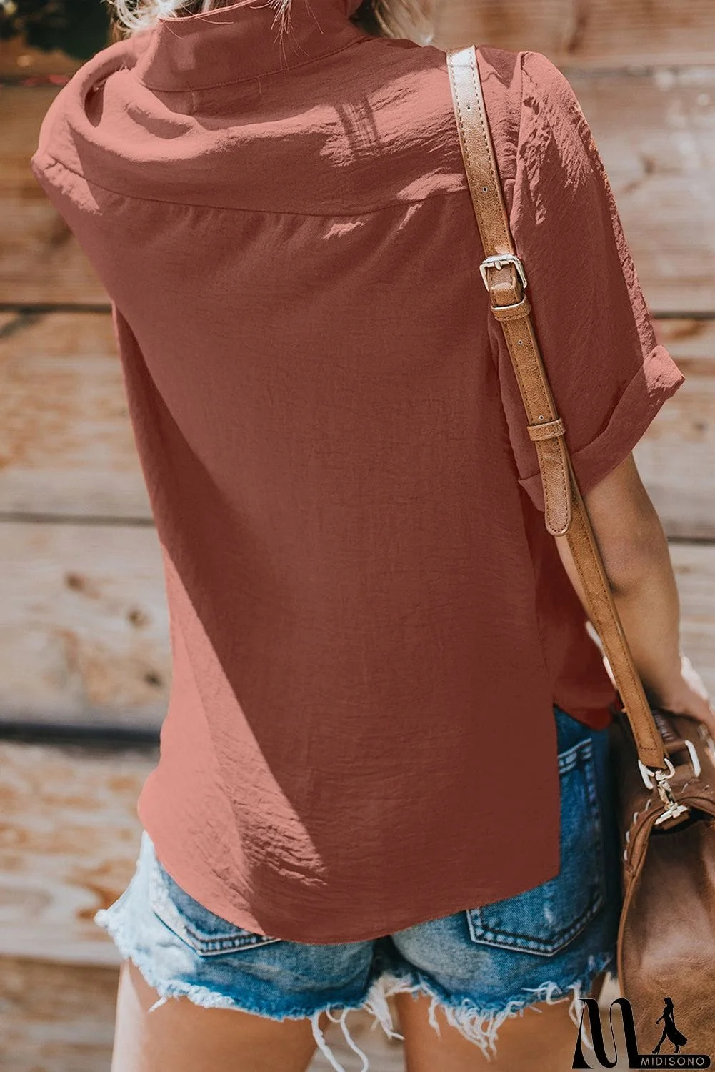 MidiSono - Rusty Crepe Drape Blouse