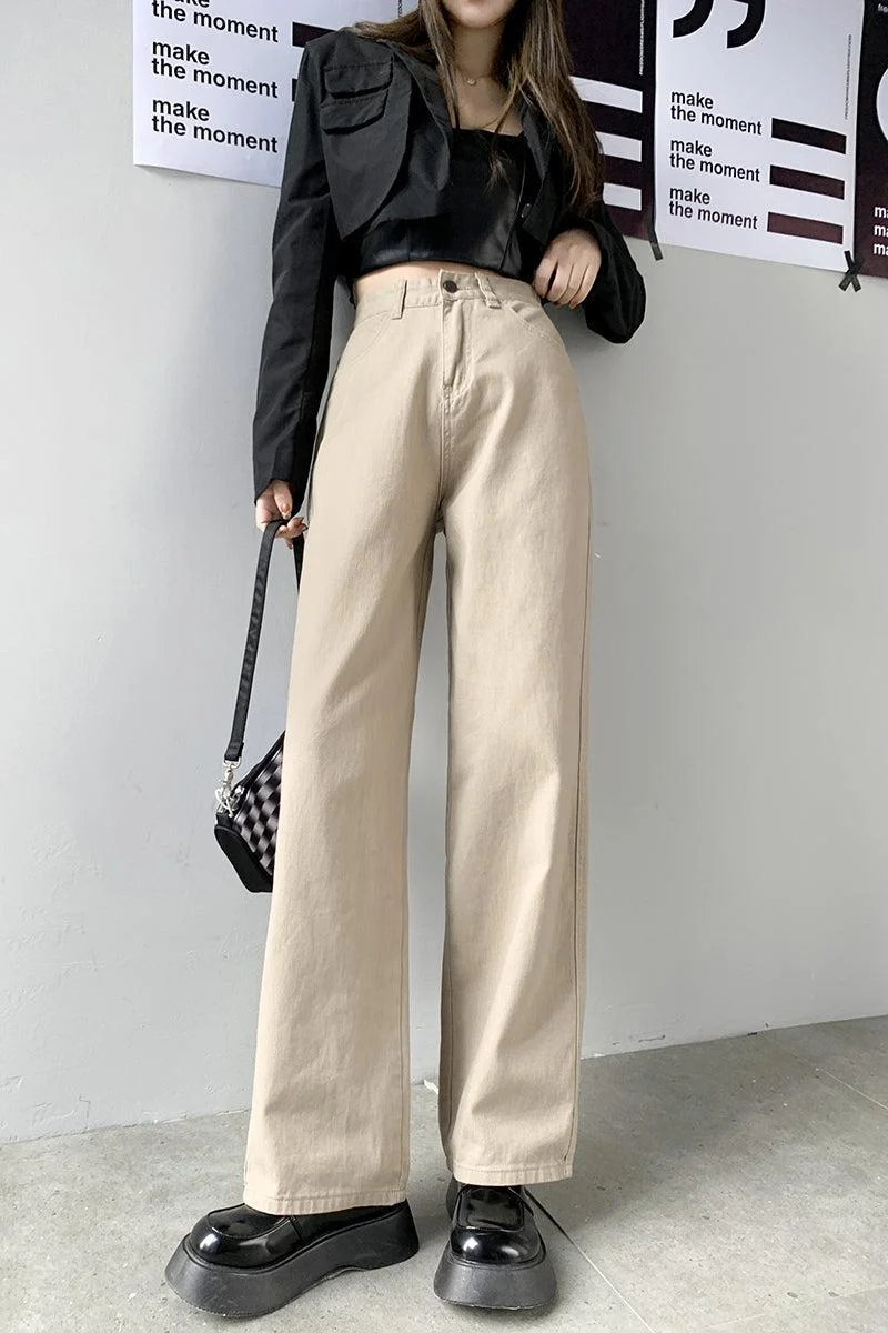 Brownm Leg High Waist Casual Jeans