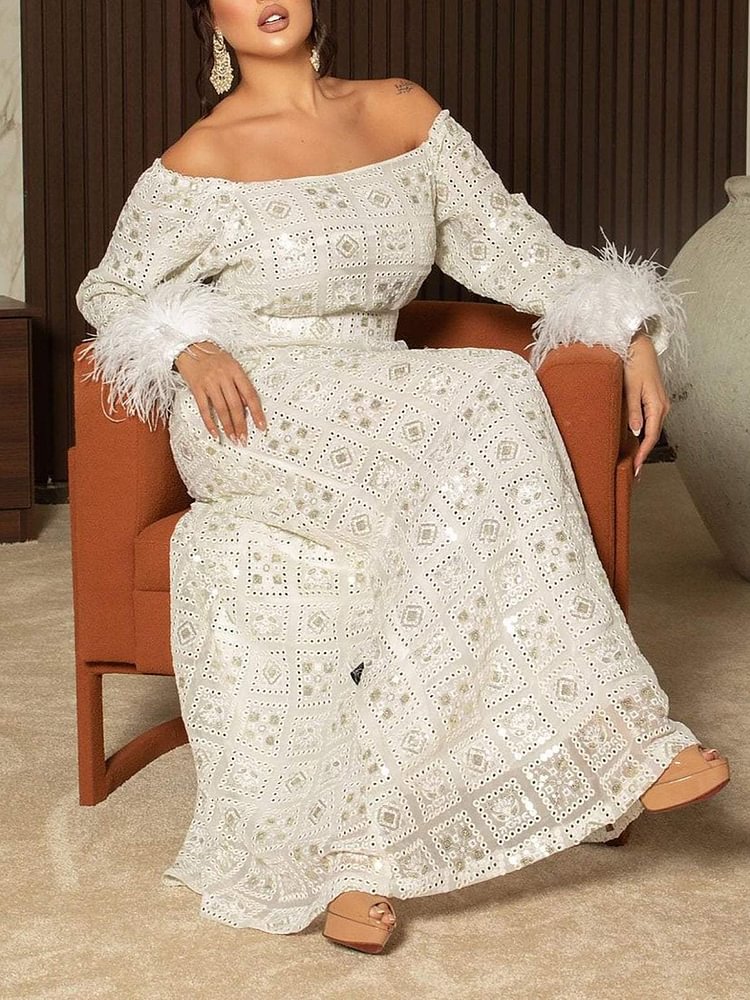 White Print One Shoulder Dress