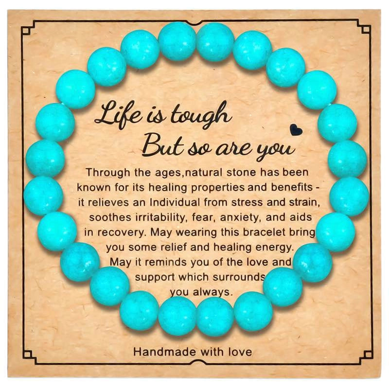 8mm Natural Stone Bracelet With Card Explosions Tourmaline Bracelet For Men And Women Friendship Bracelet Holiday Gift