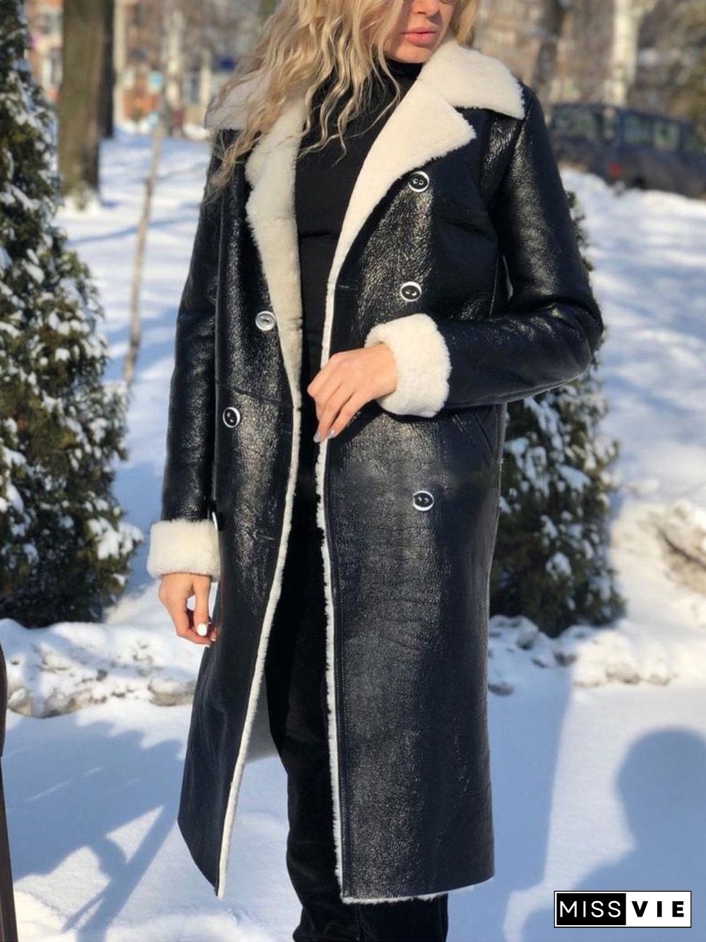 Long Leisure Pocket Notched Lapel Coat