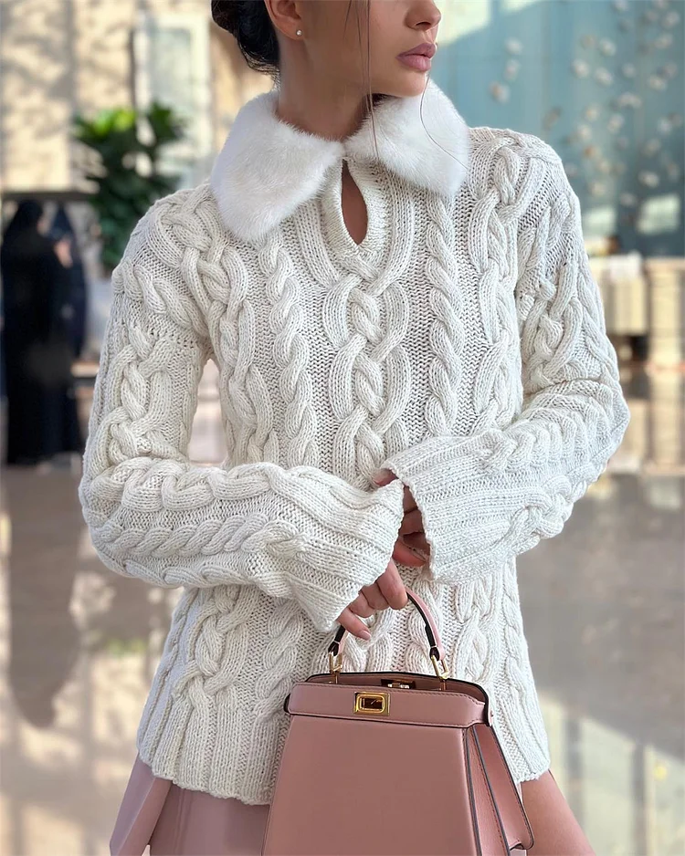 Casual Knitted Lapel Sweater