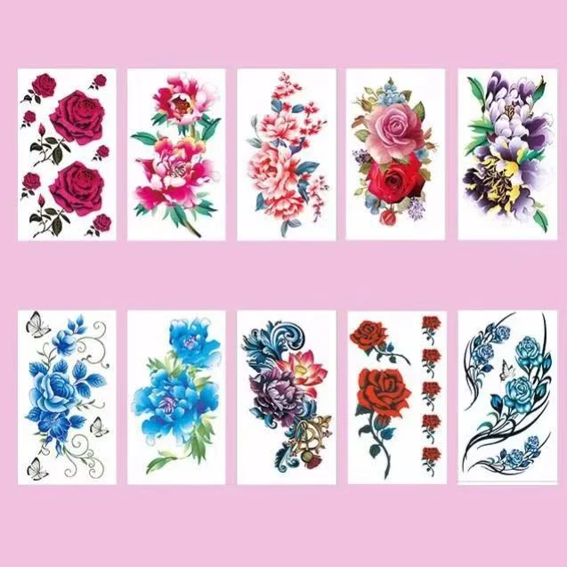 10pc/Lot Tattoo Stickers Sexy Female Red Heart Pattern Fake Tattoo on Waist Body Art Waterproof Durable Temporary Tattoo Sticker