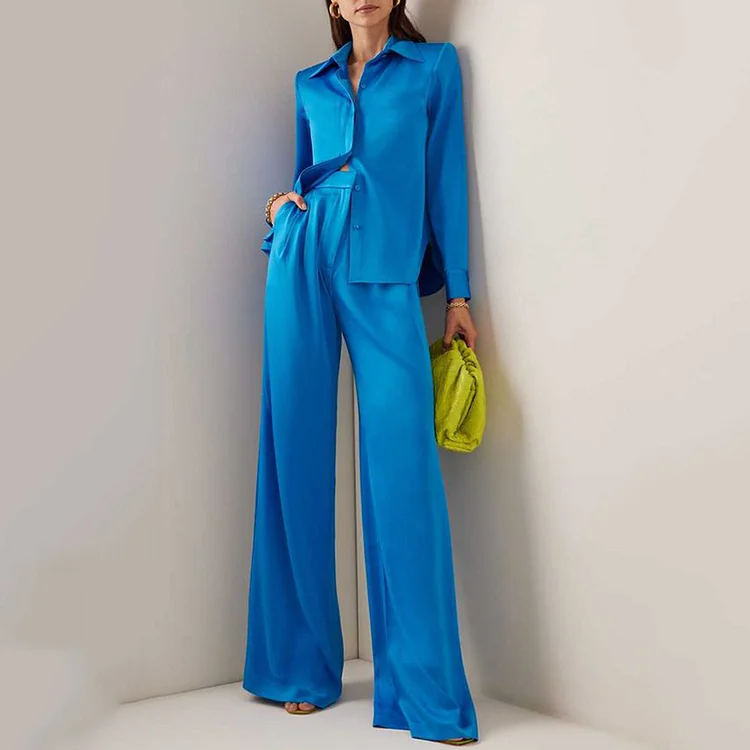 Fashion Button Shirt Two-Piece Set