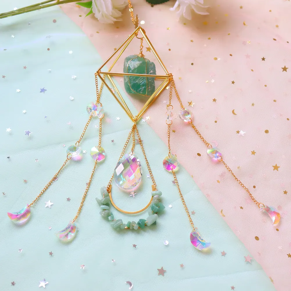 Crystal Light Catchers Wind Chime Sunlight Trap Windchimes Jewelry (Green)