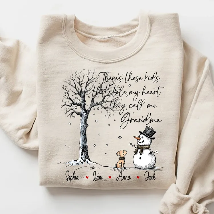 Personalized Grandma Winter Sweatshirt with Grandkids Names | These Kids Stole My Heart Crewneck