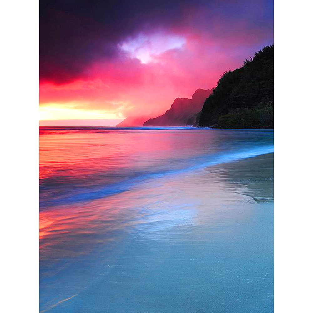 

30*40CM - Round Drill Diamond Painting - Beach Sunset, 501 Original