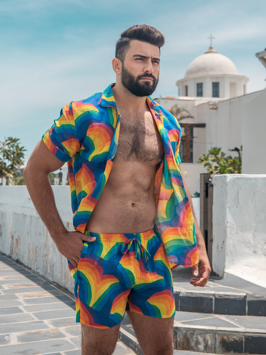 After The Rain Hawaiian Print Shirt Set