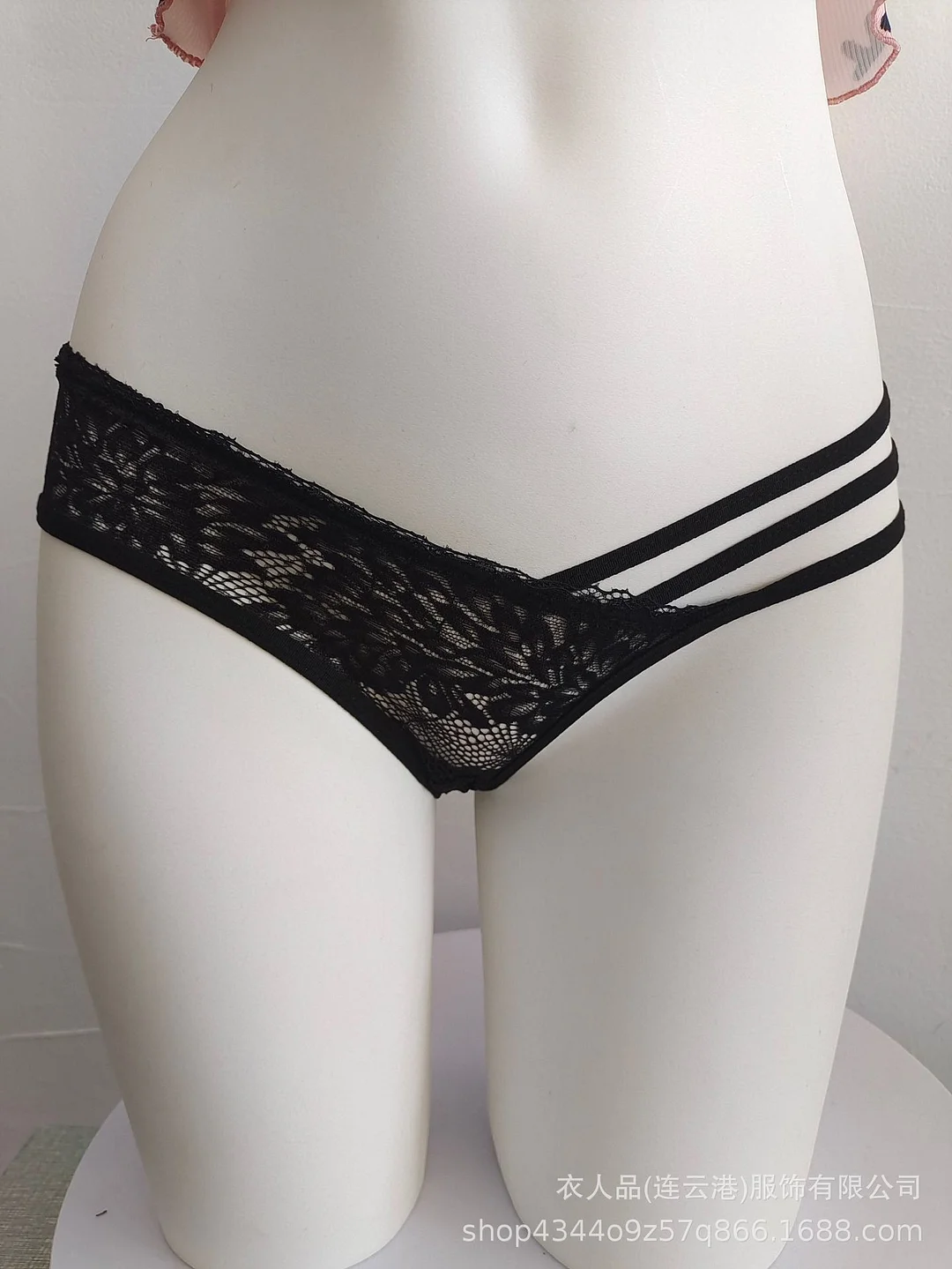 Uveng Women's Sexy Low-Rise Hollow Thin-Swear Panties Breathable Cotton Bag Hip Lace Strapped Shorts