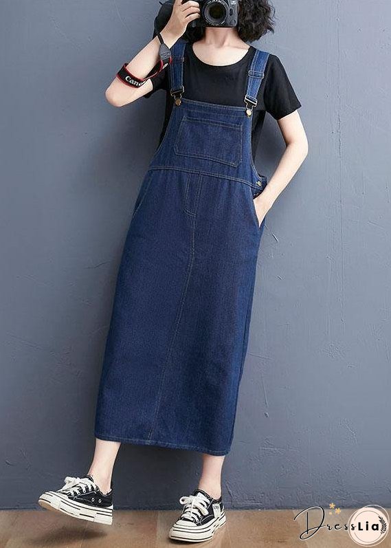 Summer Denim Large Pocket Strap Skirt
