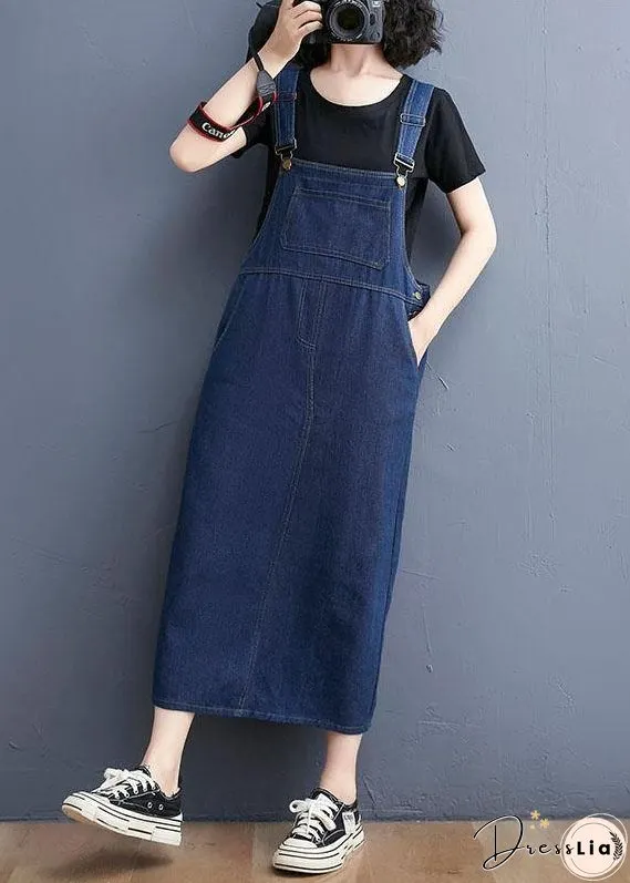 Summer Denim Large Pocket Strap Skirt