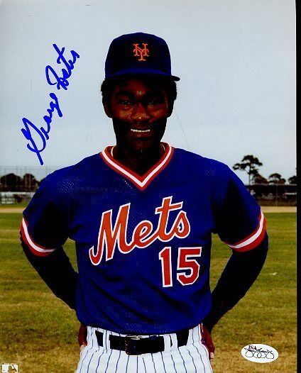 George Foster Mets Signed Jsa Cert Sticker 8x10 Photo Poster painting Authentic Autograph