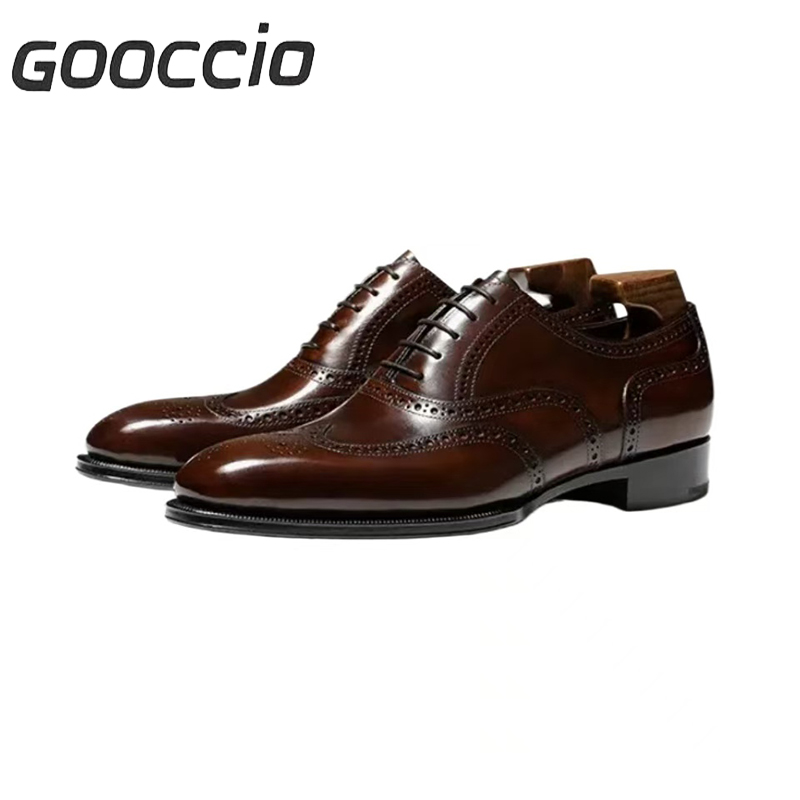 TF189 Prenium Handcrafted Calf-Skin Brugue-Carving Dress Shoes/Oxford Shoes For Men  GOOCCIO   