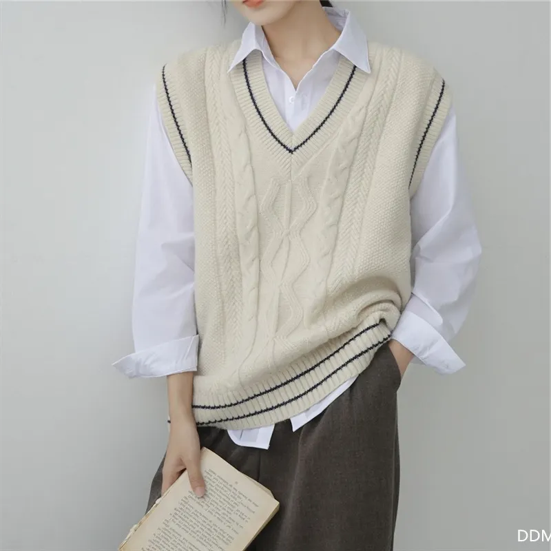 Nigikala Nigikala Dongdaemen Net Red Retro Letter Sweater Women Autumn And Winter Loose Lazy Wind Dopamine Round Knitted Shirt