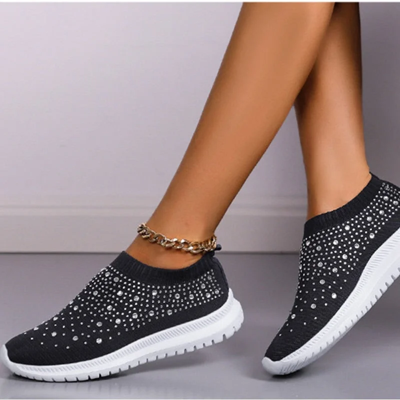 Vstacam Thanksgiving Flats Sports Shoes Sneakers 2022 New Spring Summer Designer Crystal Mesh Casual Cozy Loafers Running Breathable Vulcanized Shoes
