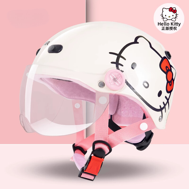 Hello Kitty Adult Motorcycle Half Helmet Half Face Skull Cap For Bike Cruiser Chopper Moped Scooter WHITE A Cute Shop - Inspired by You For The Cute Soul 