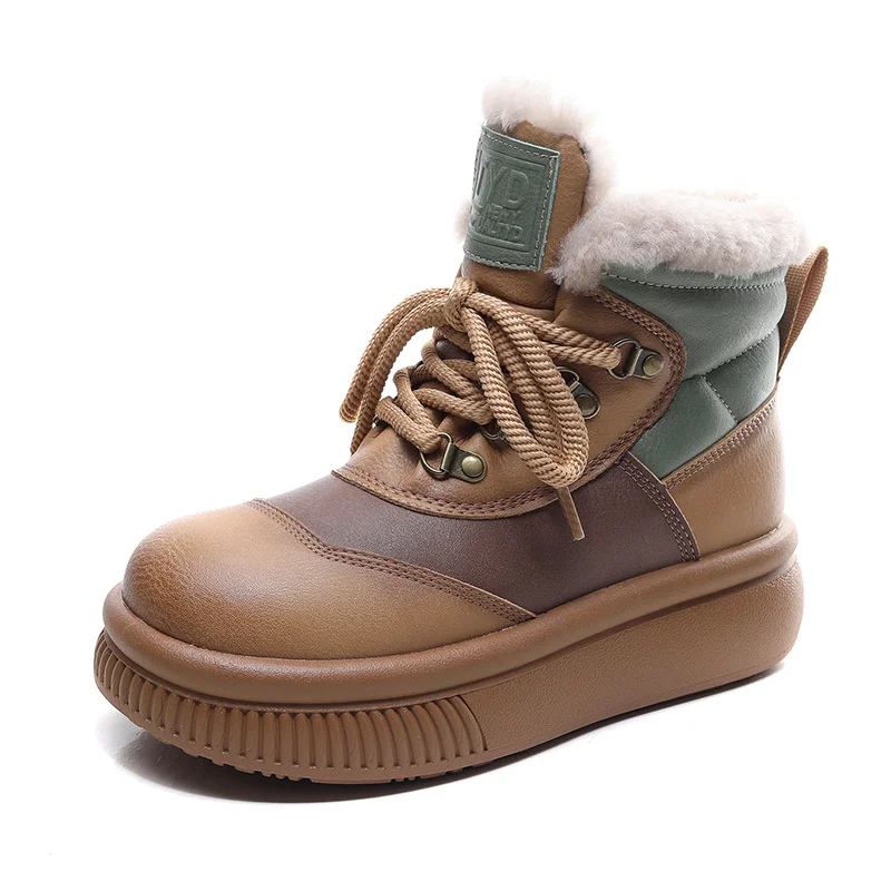 Yyvonne Leisure Snow Boots Women Double Zipper Wool Short Boots Warm Plus Velvet Martin Boots Thick Cotton Boots