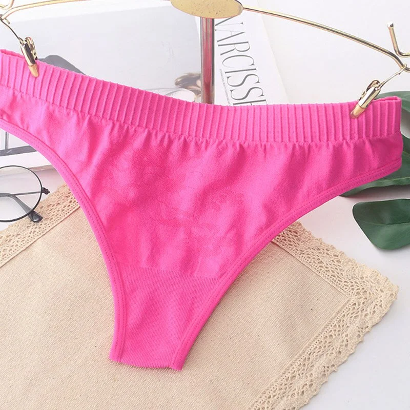 Women's sexy hollow underwear temptation mid-waist panties embroidery thong transparent hollow underwear women