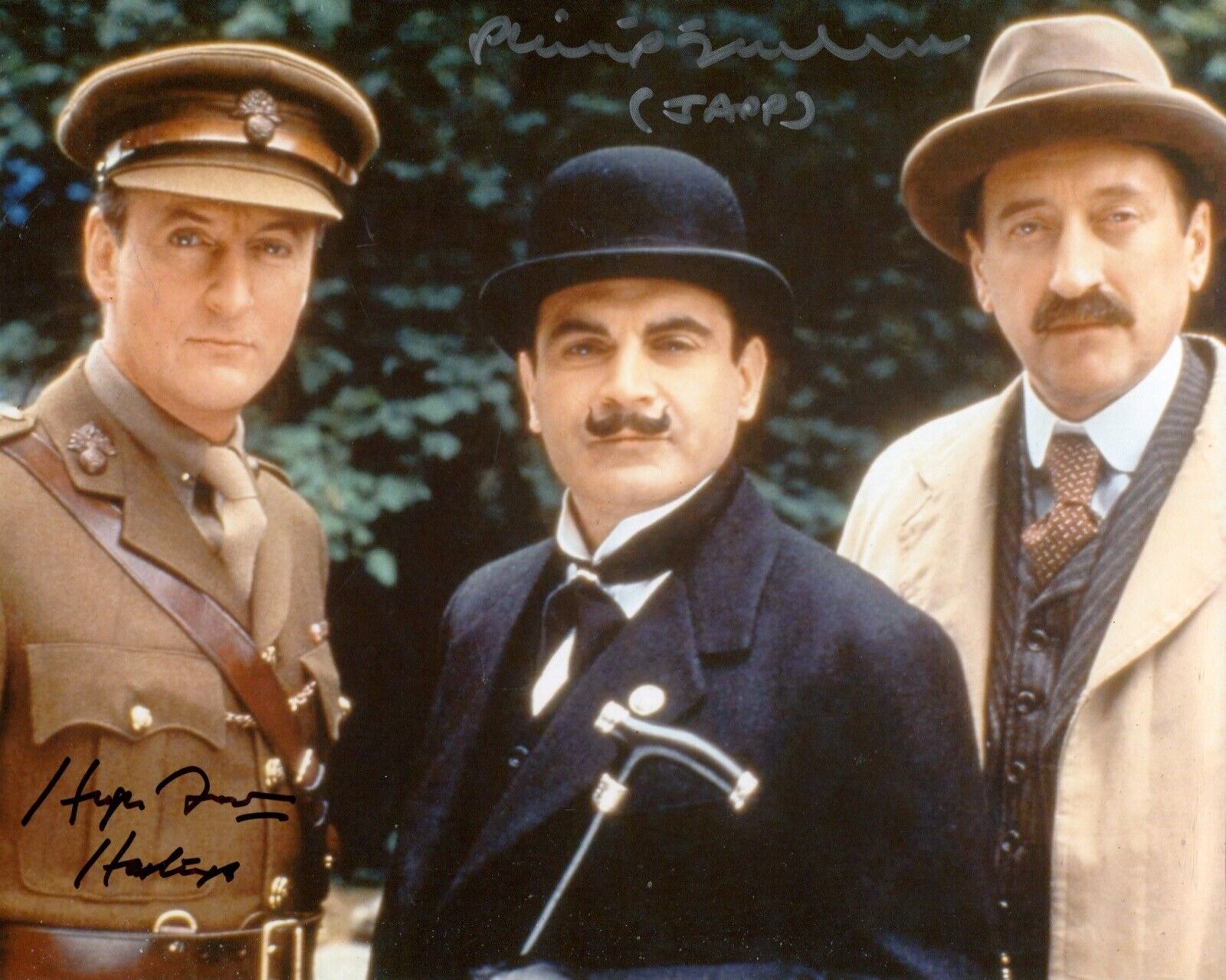 Poirot scene Photo Poster painting signed by Hugh Fraser & Philip Jackson - UACC DEALER