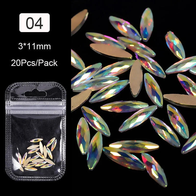 Crystals Clear AB Glass Rhinestone Stones Solid Flat Back Nail Ornaments Colorful Granular Three-Dimensional Nail Art Decoration-Nail Inspo