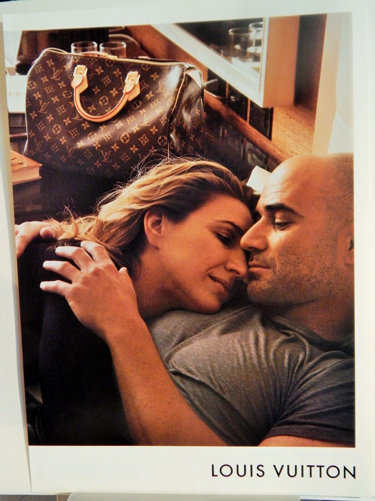 LOUIS VUITTON LUGGAGE WITH STEFFI GRAFF & ANDRE 2007 VTG Photo Poster painting AD, RARE EPHEMERA