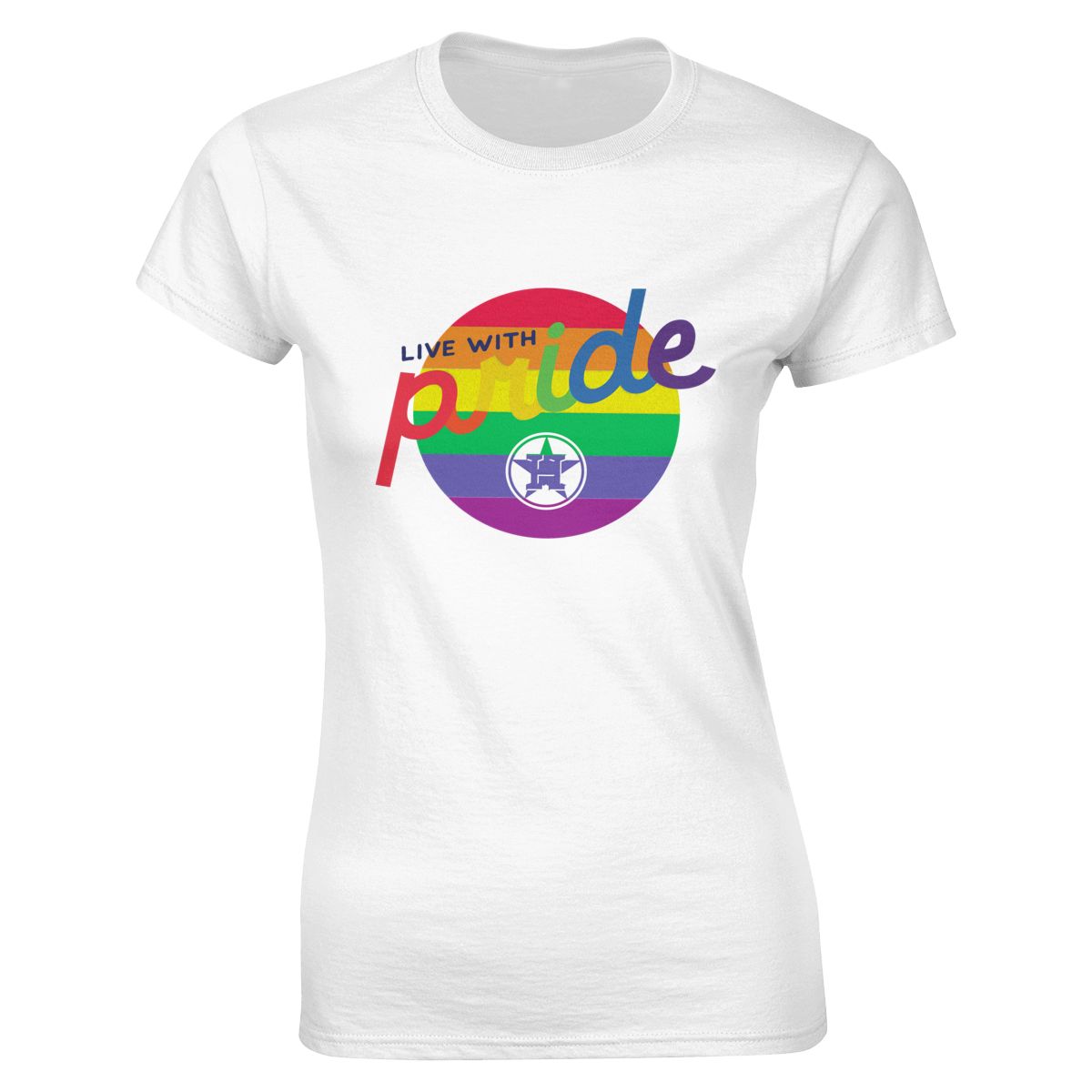 Houston Astros Round LGBT Lettering Women's Crewneck T-Shirt