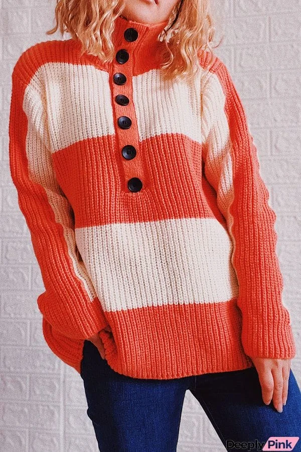 Saturday In the Park Stripe Button Sweater